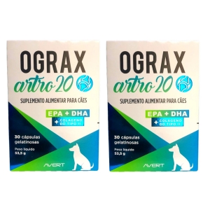 Kit 2 Unidades Suplemento Alimentar para Cães Ograx Artro 20 (30 cápsulas) - Avert