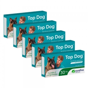 Kit 5 Unidades Vermifugo para Cães Top Dog 30kg (2 comprimidos) - Ourofino