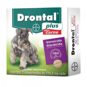 Vermifugo para Cães Drontal Plus Sabor Carne 10kg com 2 comprimidos - Elanco