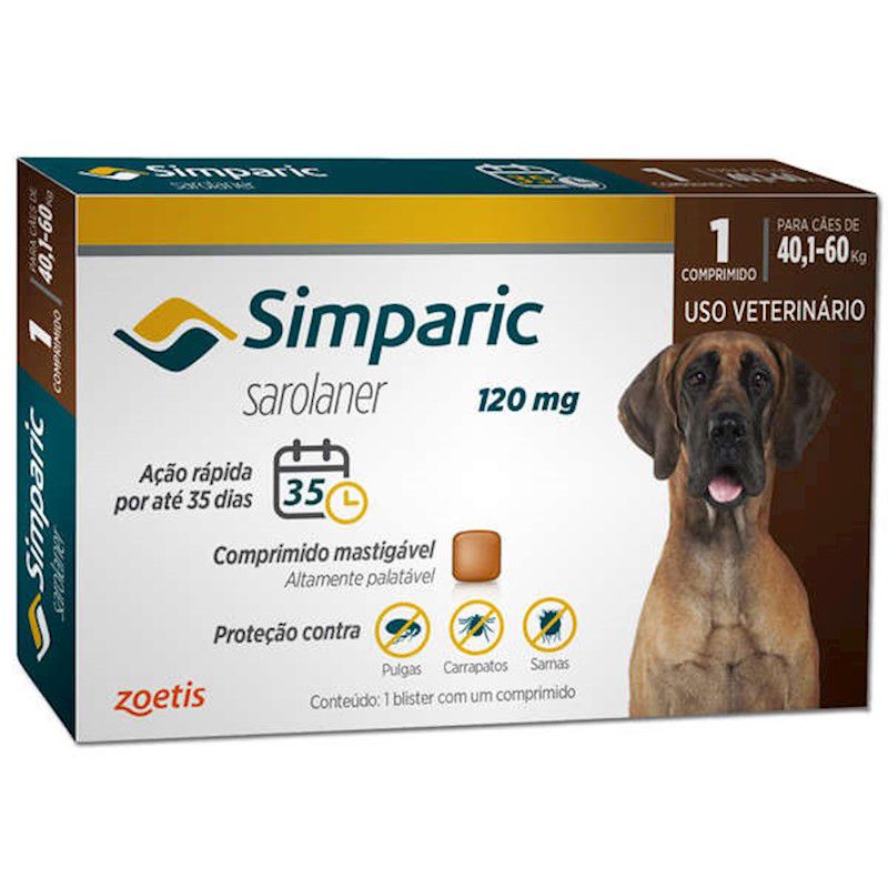 Antipulgas e Carrapatos para Cães Simparic de 40,1 a 60kg - Zoetis