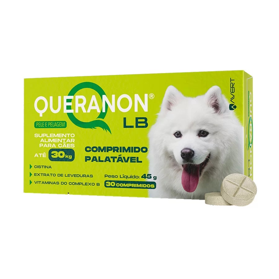 Suplemento Vitamínico Queranon LB para Cães até 30 kg (30 comprimidos palatáveis) - Avert