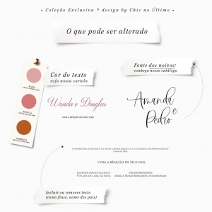 Convite de Madeira Blush Recorte - com envelope