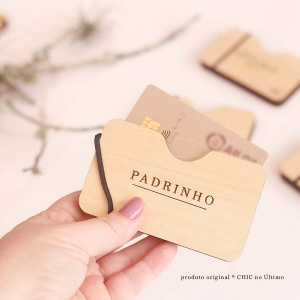 Porta Cartão de madeira - Personalizável