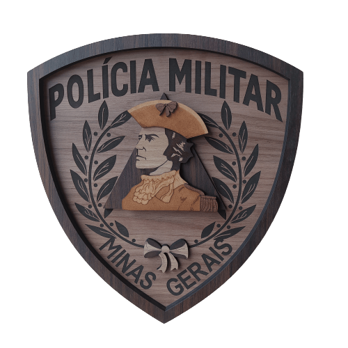 Escudo de madeira da Polícia Militar de Minas Gerais - 35cm
