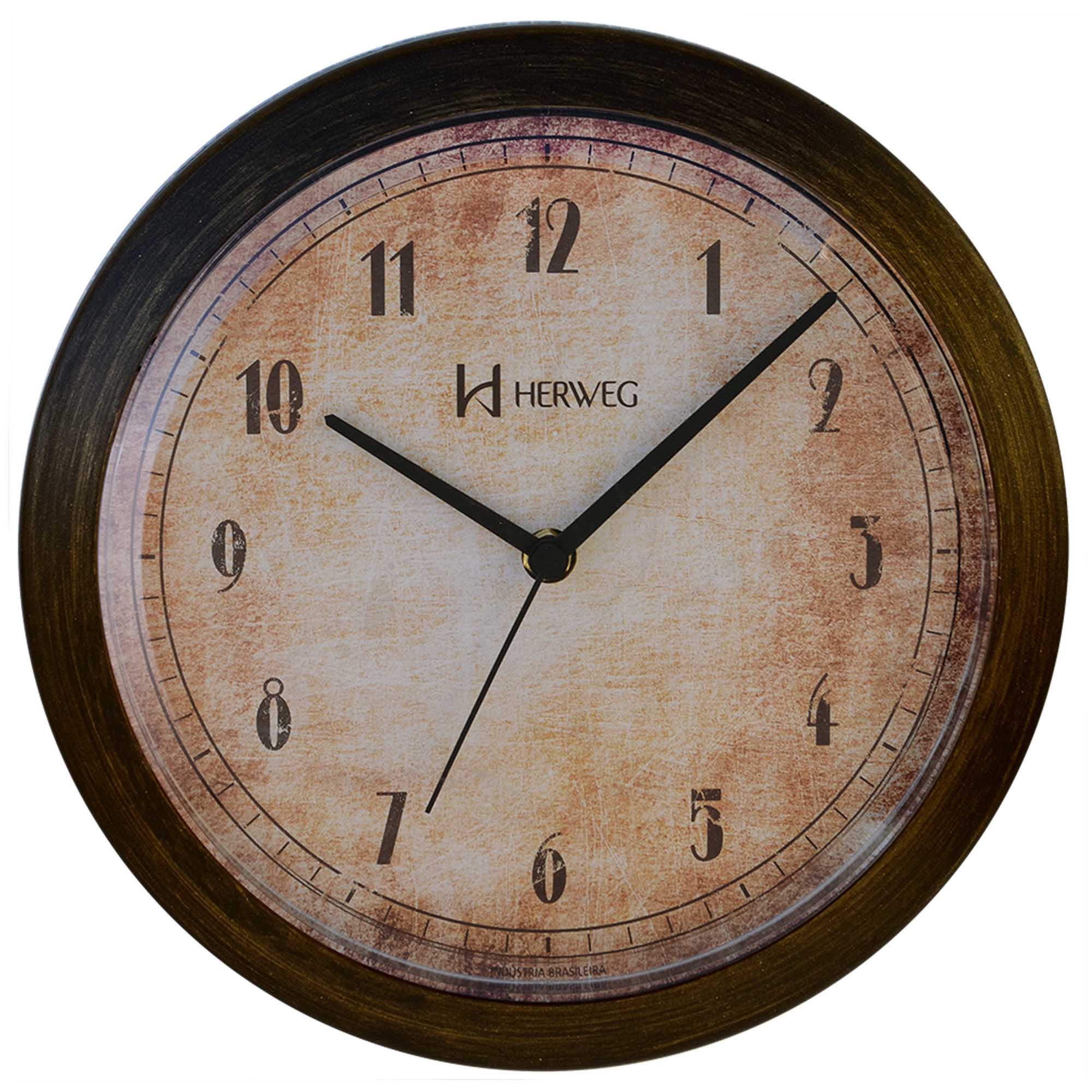 Relógio de Parede Analógico Herweg 6655 245 Ouro Envelhecido