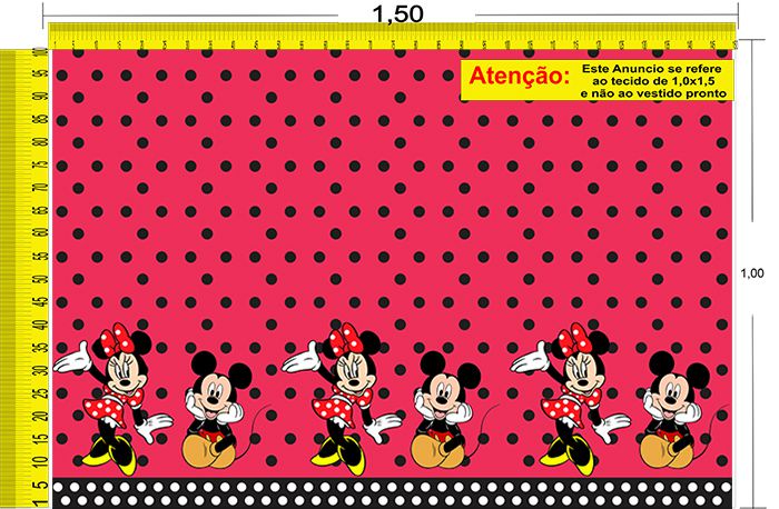 Tecido Temático - Minnie e Mickey Mouse 1,0x1,5 #74