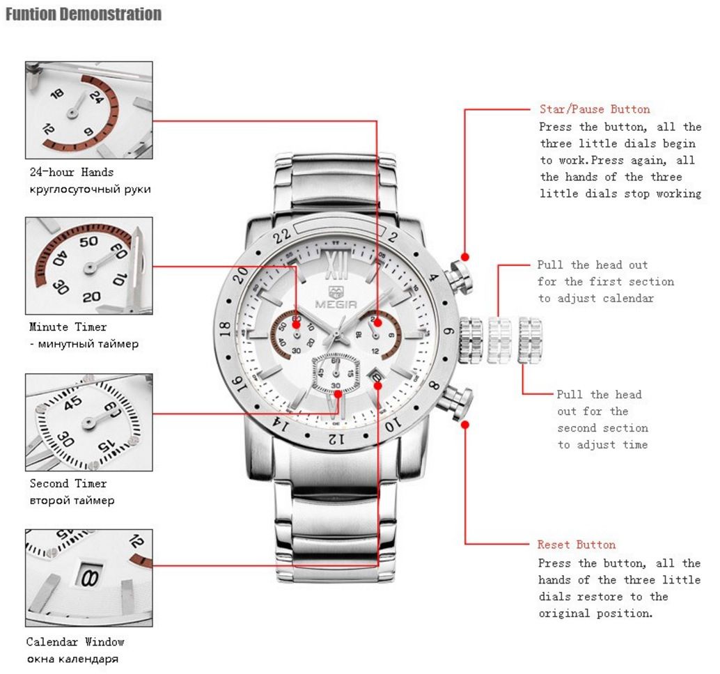 Relógio Executivo Masculino Megir Original Fundo Branco 3008