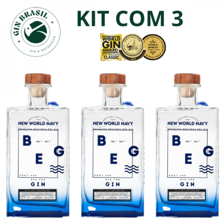 Kit com 3 Navy Gin by Beg 750ml