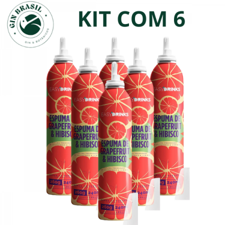 Kit com 6 Espuma de Grapefruit e Hibisco Pronta Spray Easy Drinks 260G