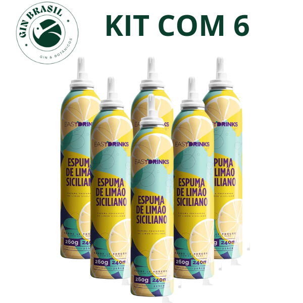 Kit com 6 Spray de Espuma Sabor Limão Siciliano by Easy Drinks - 200g