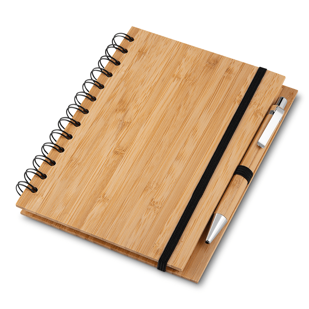 Caderno e Caneta  Bambu com partes em Metal
