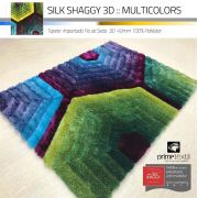 Tapete Sala Silk Shaggy 3D Fio de Seda 40mm Colorido Azul Verde Vinho Roxo 1,50 x 2,00m