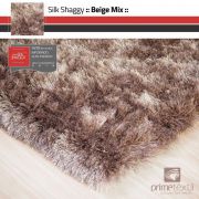 Tapete Silk Shaggy Beige Mix, Bege/Marrom, Fio de Seda 40mm 2,50 x 3,00m