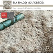 Tapete Silk Shaggy Dark Beige, Bege Cáqui, Fio de Seda 40mm 2,00 x 3,00m