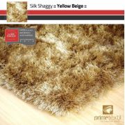 Tapete Silk Shaggy Yellow Beige, Bege Ouro, Fio de Seda 40mm 2,00 x 3,00m