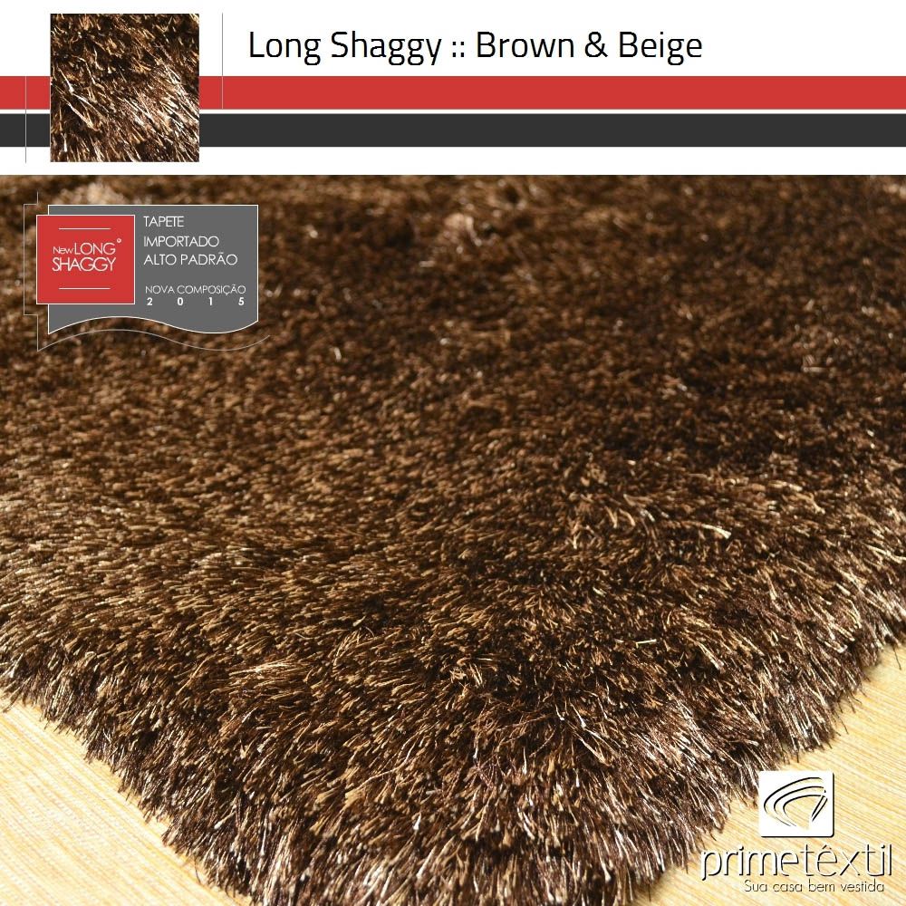 Tapete Long Shaggy Brown Beige - Mescla Marrom & Bege - Fios de Seda* 70mm