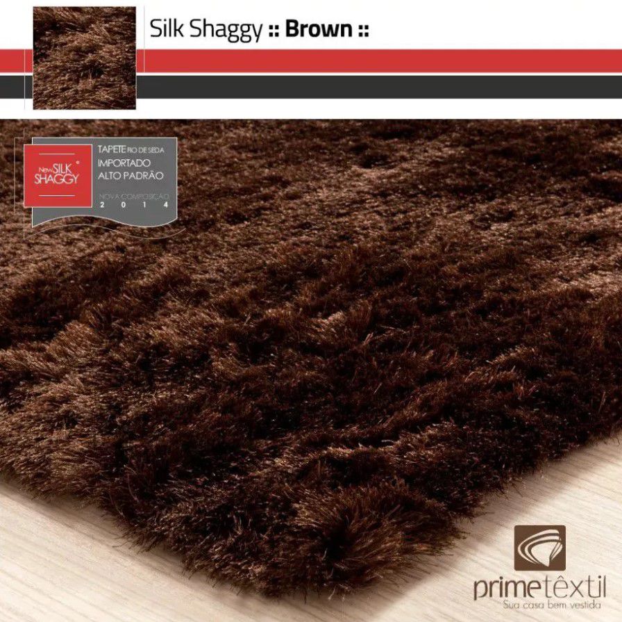 Tapete Silk Shaggy Brown, Marrom , Fio de Seda 40mm 1,50 x 2,00m
