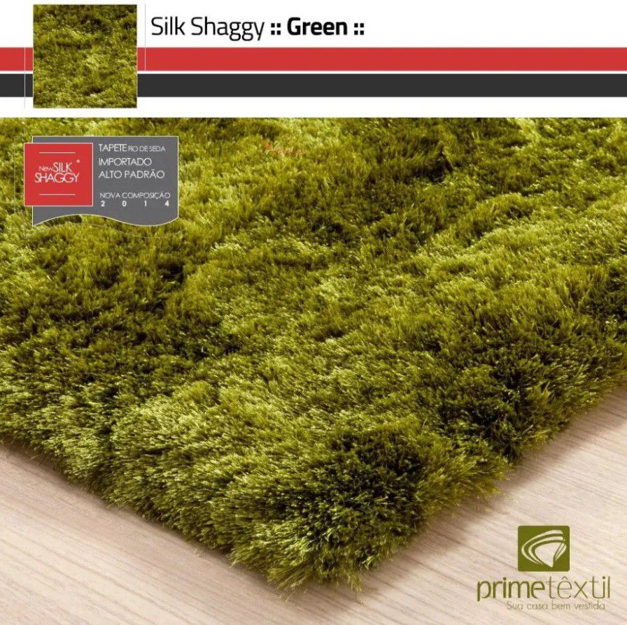 Tapete Silk Shaggy Green Fio de Seda Verde 2,00x2,50m