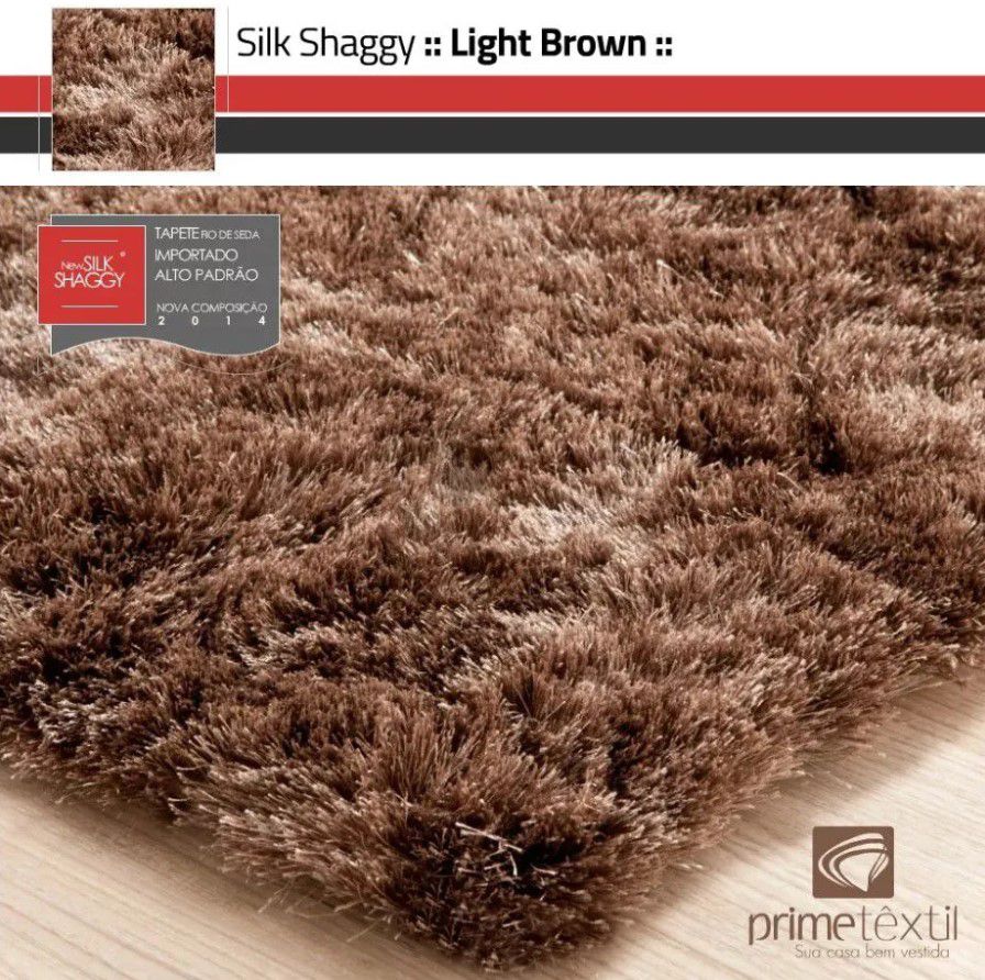 Tapete Silk Shaggy Light Brown, Marrom Bronze, Fio de Seda 40mm 2,50 x 3,00m