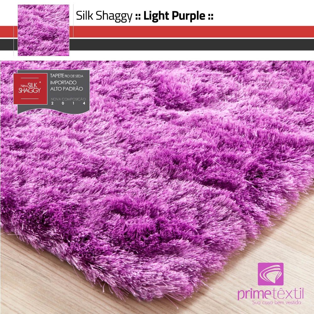 Tapete Silk Shaggy Light Purple - Rosa Lilás - Fios de Seda* 40mm