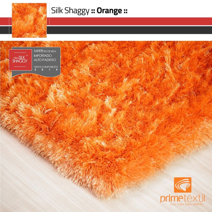Tapete Silk Shaggy Orange - Laranja - Fios de Seda* 40mm