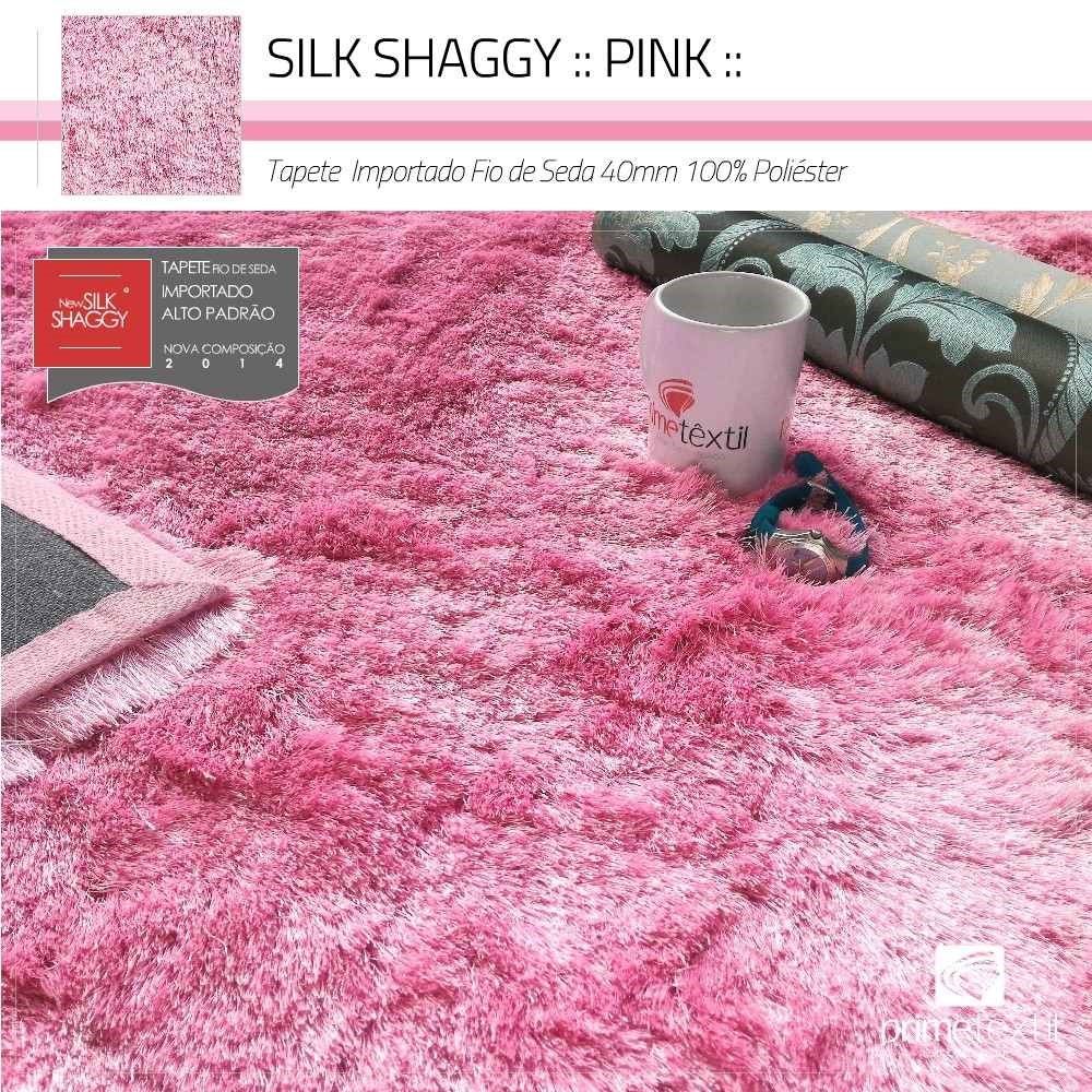 Tapete Silk Shaggy Pink Fio de Seda Rosa 2,00x2,50m