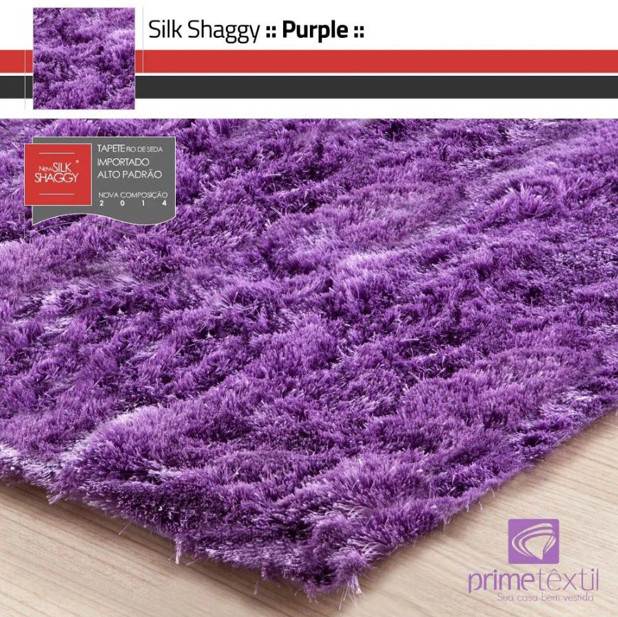 Tapete Silk Shaggy Purple Rosa Violeta Fio de Seda 40mm 1,00 x 1,50m