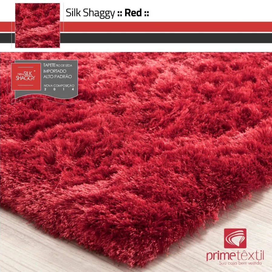 Tapete Silk Shaggy Red, Vermelho, Fio de Seda 40mm 3,00 x 4,00m
