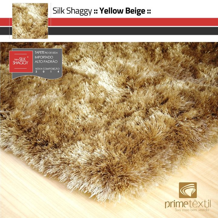 Tapete Silk Shaggy Yellow Beige - Bege Ouro - Fios de Seda* 40mm