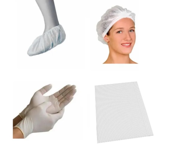 Kit Descartáveis Branco para Cliente Tam P (Touca + Babador + Luva P + Pro Pé)