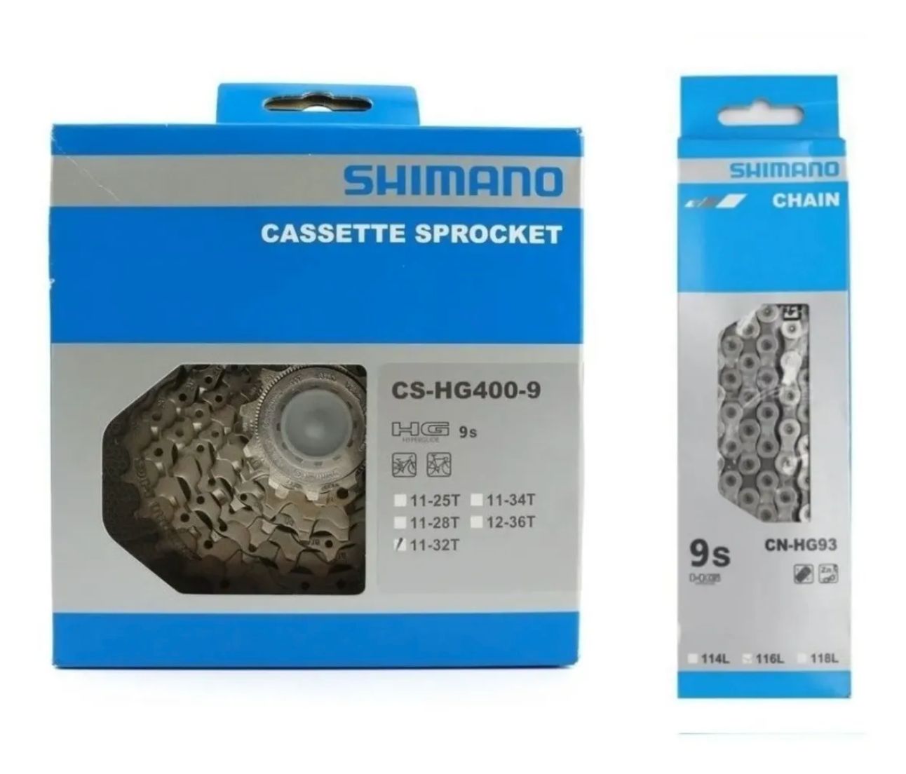 Cassete Shimano Hg400 11-32 9v + Corrente Hg93 Sora Alivio