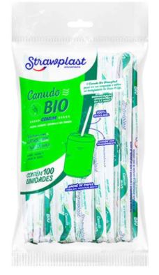 Canudo Biodegradável Sachê Papel 5mm Pc/100 (Strawplast)