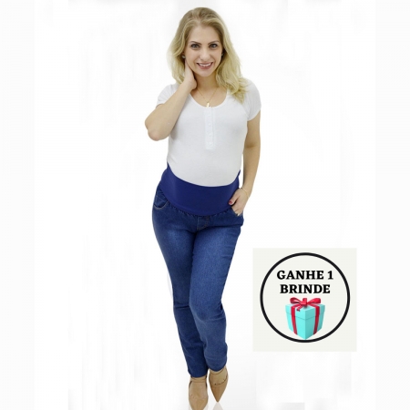 Calça Jeans Gestante Tradicional Super Stretch Linda Gestante