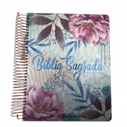 Bíblia Anote Plus espiral - Flores e letras