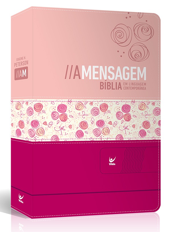 Bíblia A Mensagem  capa luxo rosa claro e escuro