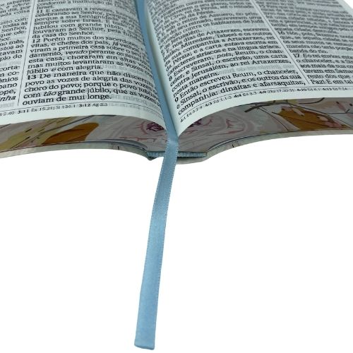 Bíblia Sagrada Almeida Revista e Corrigida (ARC) Capa Flexível Soft Touch Floral Rosa Poema Letra Extra - Gigante