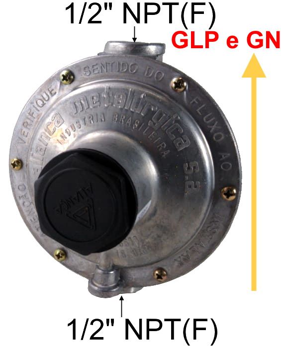 Regulador de Gás ALIANÇA - 22Kg/h ou 20m³/h - GLP ou GN - 76511/15 BT - Ref. 01739