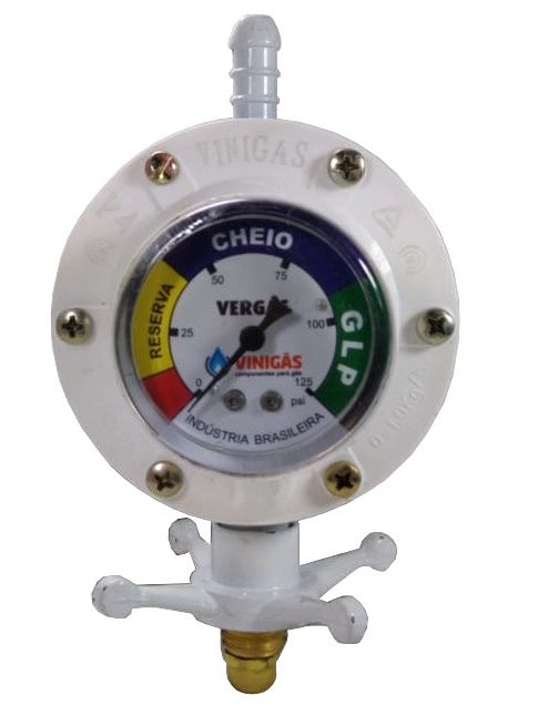 Regulador de Gás VINIGÁS VERGÁS - 1kg/h - com Manômetro e Sistema de Segurança - GLP - Ref. 00258