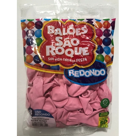Balão São Roque Redondo- Rosa Baby N°8 com 50 Unidades