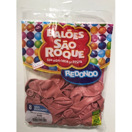 Balão São Roque Redondo- Rose N°8 com 50 Unidades
