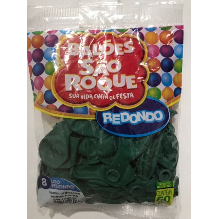 Balão São Roque Redondo- Verde Folha N°8 com 50 Unidades