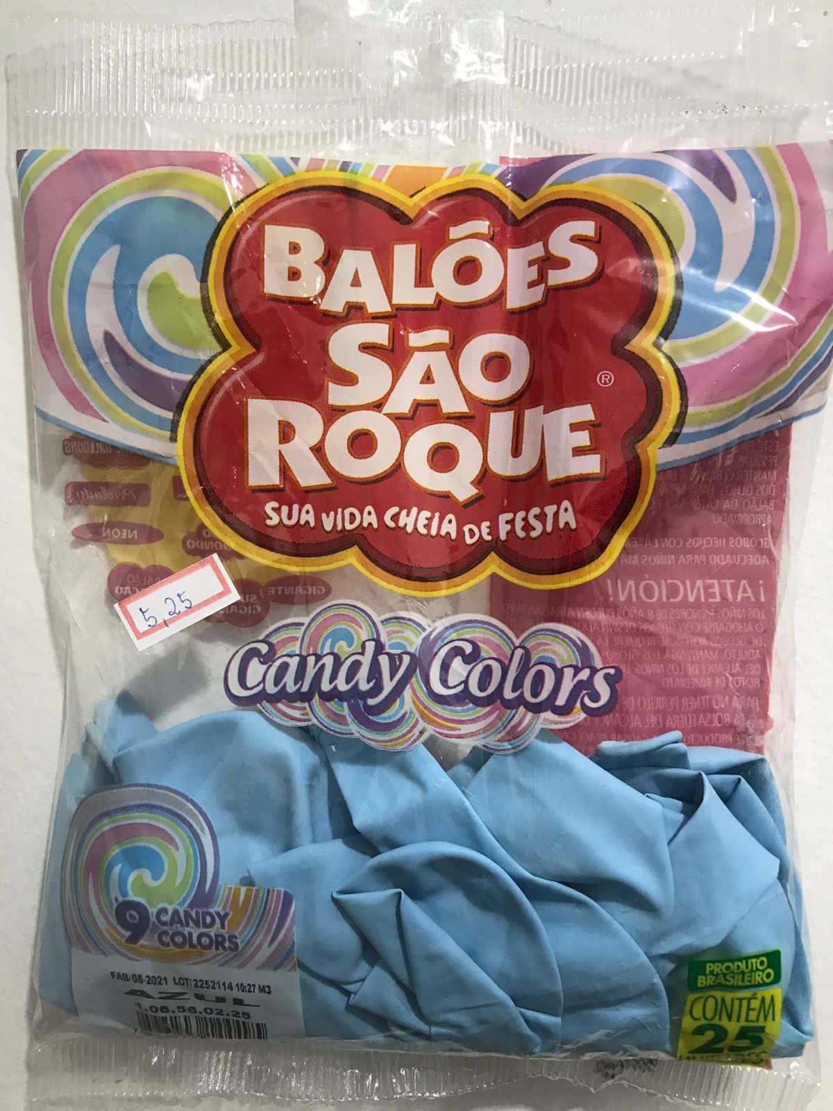 Balão Candy Color AZUL - Nº 9 São Roque 25 Unidades