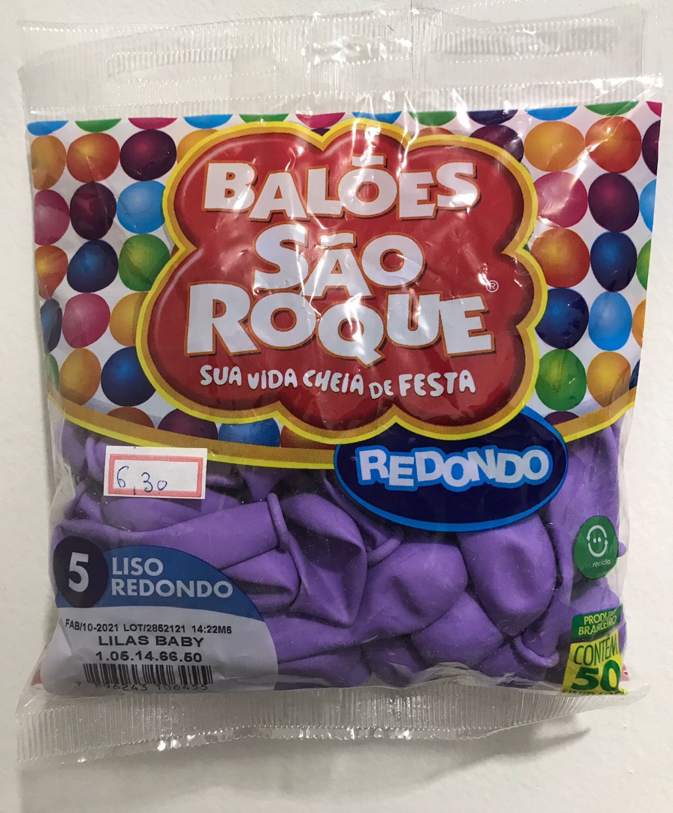 Balão São Roque Redondo- Lilas Baby Nº5 com 50 Unidades