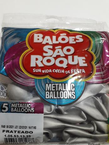 Metallic Balloons prata pacote c/ 25 unidades 5' São roque