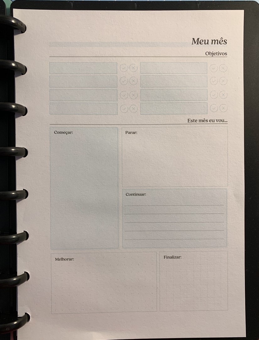 REFIL Planner Mensal (Layout Horizontal ou Vertical) - A5