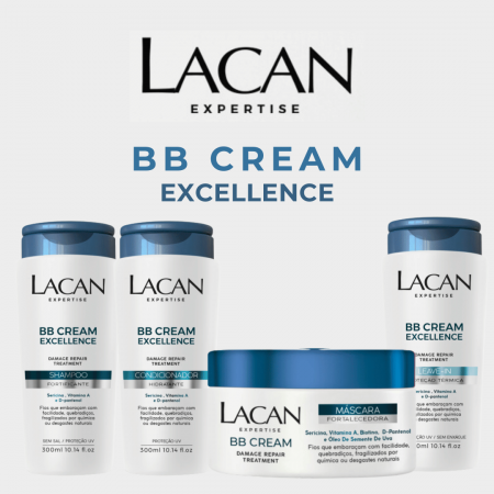 Kit BB Cream Excellence:  Shampoo + Condicionador + Leave in Proteção Térmica + Máscara de tratamento - Lacan