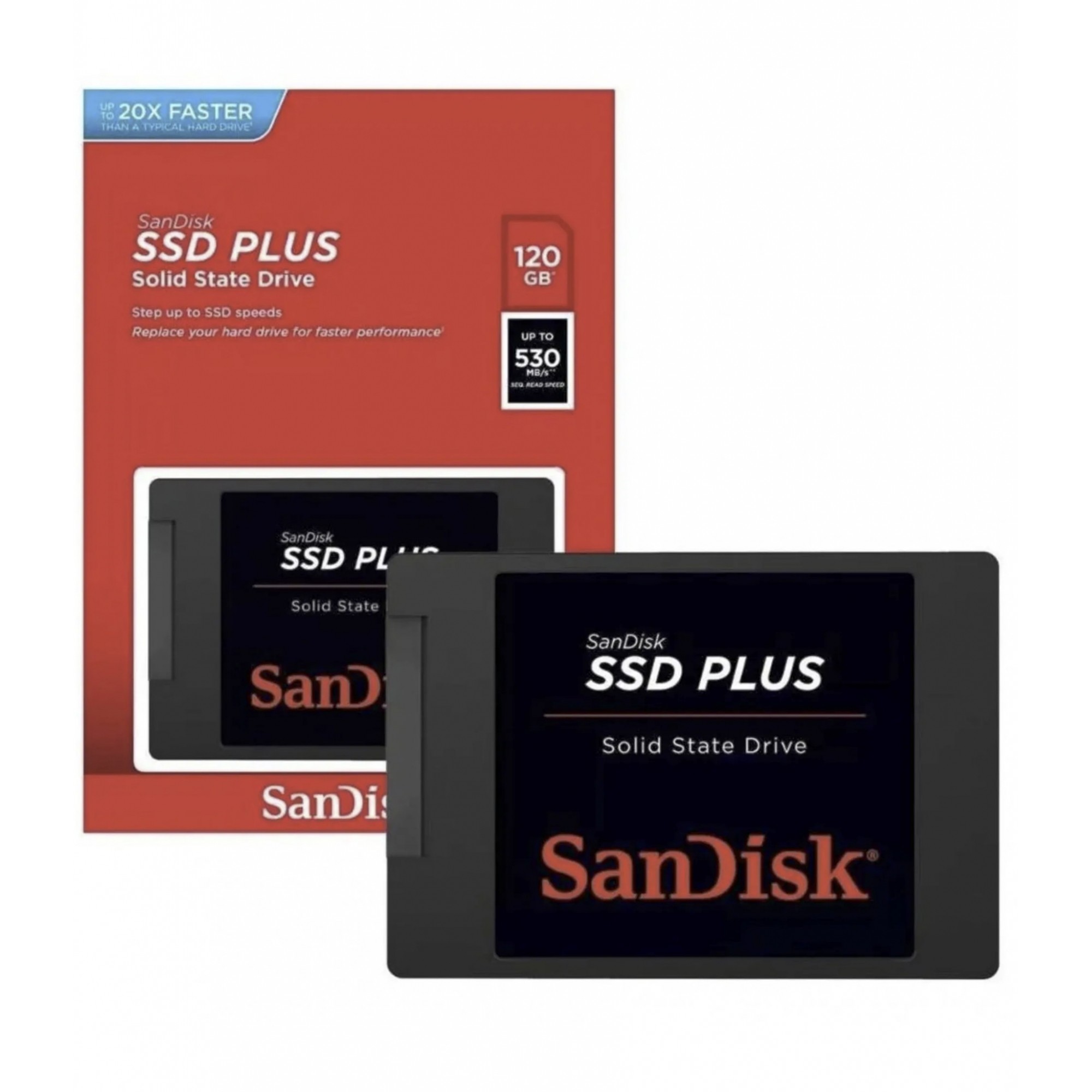 SSD Plus SanDisk 120GB 2.5' SATA 3.0 6Gbit/s L-530MB/s e G-400MB/s SDSSDA-120G-G26