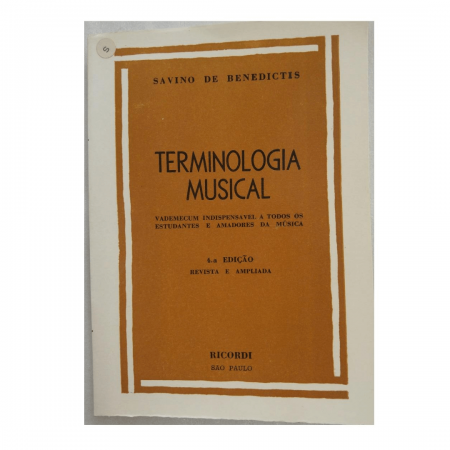 Terminologia Musical 4.a Edição Revista e Ampliada - Savino de Benedictis - BR326