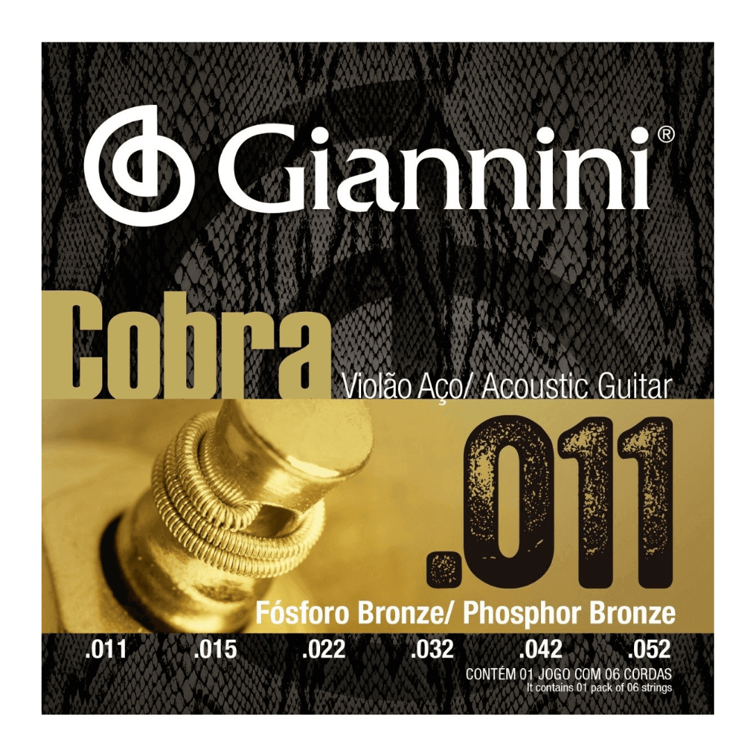 Encordoamento Violão Aço Cobra Fósforo Bronze .011-.052 Giannini GEEFLKF