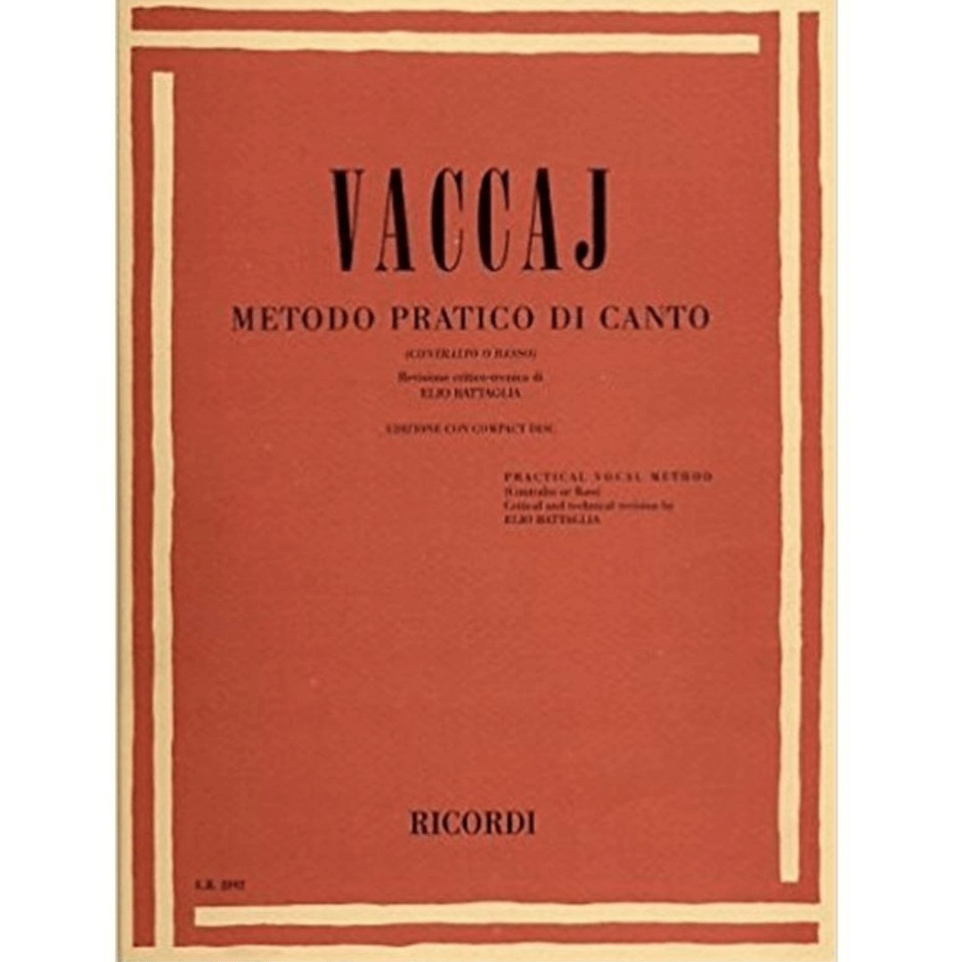 VACCAJ Método Prático Di Canto (Contralto o Basso)[Book & CD] Text in English & Italian ER2892